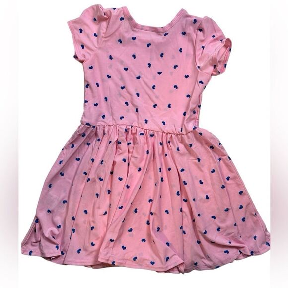 NWT Dot Dot Smile Toddler Girls Pink Dress Blue Hearts Cap Sleeve Fit & Flare 2T - Picture 5 of 6